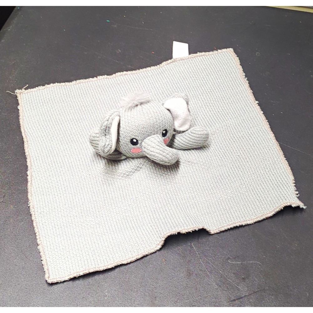 DEEERFIELD CO. Gray White Knitted Elephant Security Blanket Lovey 0-3 Months